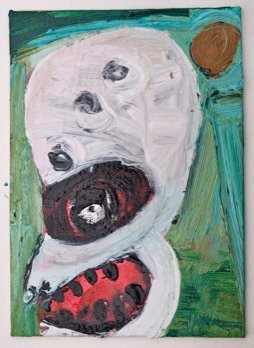 Laughing #7, oil on canvas board, 150 x250mm 